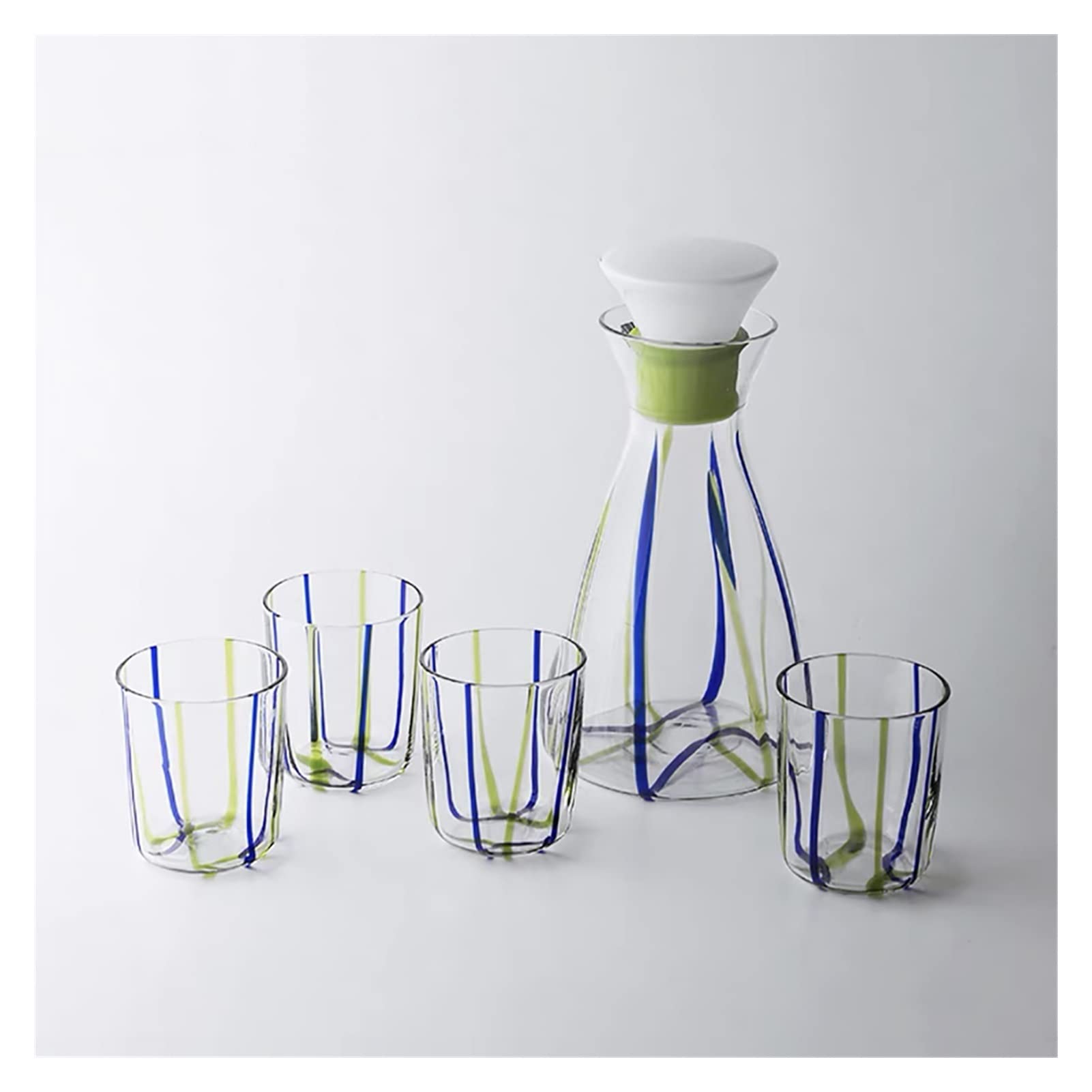 Jarras Agua Hervidor de vidrio frío con 4 tazas de agua fría clara jarra de jarra de jarra de jarra de jarra de bebidas for bebidas conjuntos de botella de agua con tapa Jarra de Té Helado(Color:Green