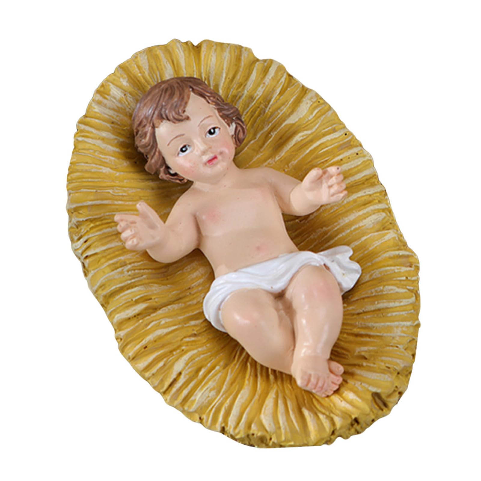Tsophreniq Detailed Infant Baby in Manger Nativity Scene Figurine Statue Ornament for Home Religious Christmas Decorations Baby in the Manger Figurine