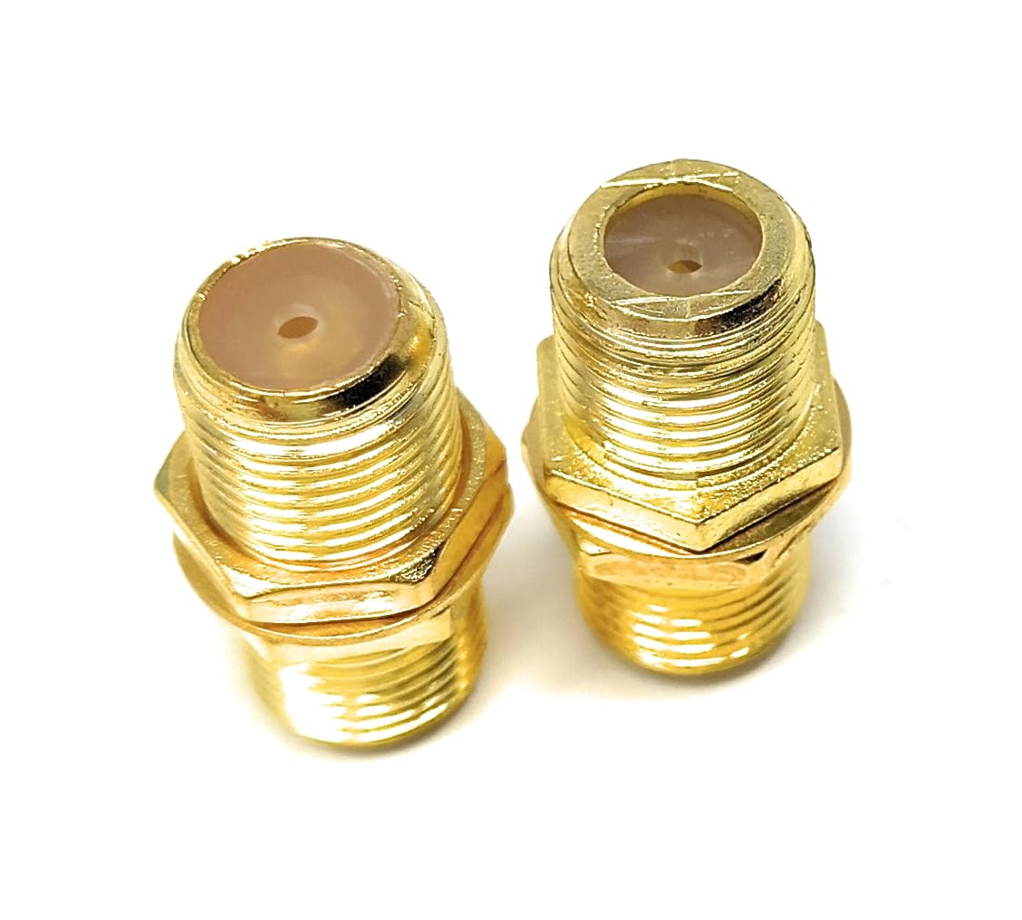 DRUT 2pcs F-Type to F-Type Coupler Adapter Female to Female RG6 Coaxial TV Cable Extension Barrel Connectors (Gold) - Image 2