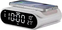Carregador Sem Fio de Indução Super Rápido (5W / 10W / 15W) com Despertador de Cabeceira, para iPhone e Samsung, Carregador USB, Lâmpada Noturna Tela LED Regulável - Premum ABL.Store (Branco)