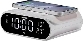 Carregador Sem Fio de Indução Super Rápido (5W / 10W / 15W) com Despertador de Cabeceira, para iPhone e Samsung, Carregador USB, Lâmpada Noturna Tela LED Regulável - Premum ABL.Store (Branco)