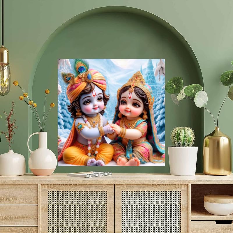 Image of British Terminal Cute little Bal Gopal Baby God Krishna| Kanha Ji | Laddu Lord Makhan Chor Painting Religious Poster for Pregnant Women for wall (matt thin vinyl,sticker,multicolor,unframed)| bj438