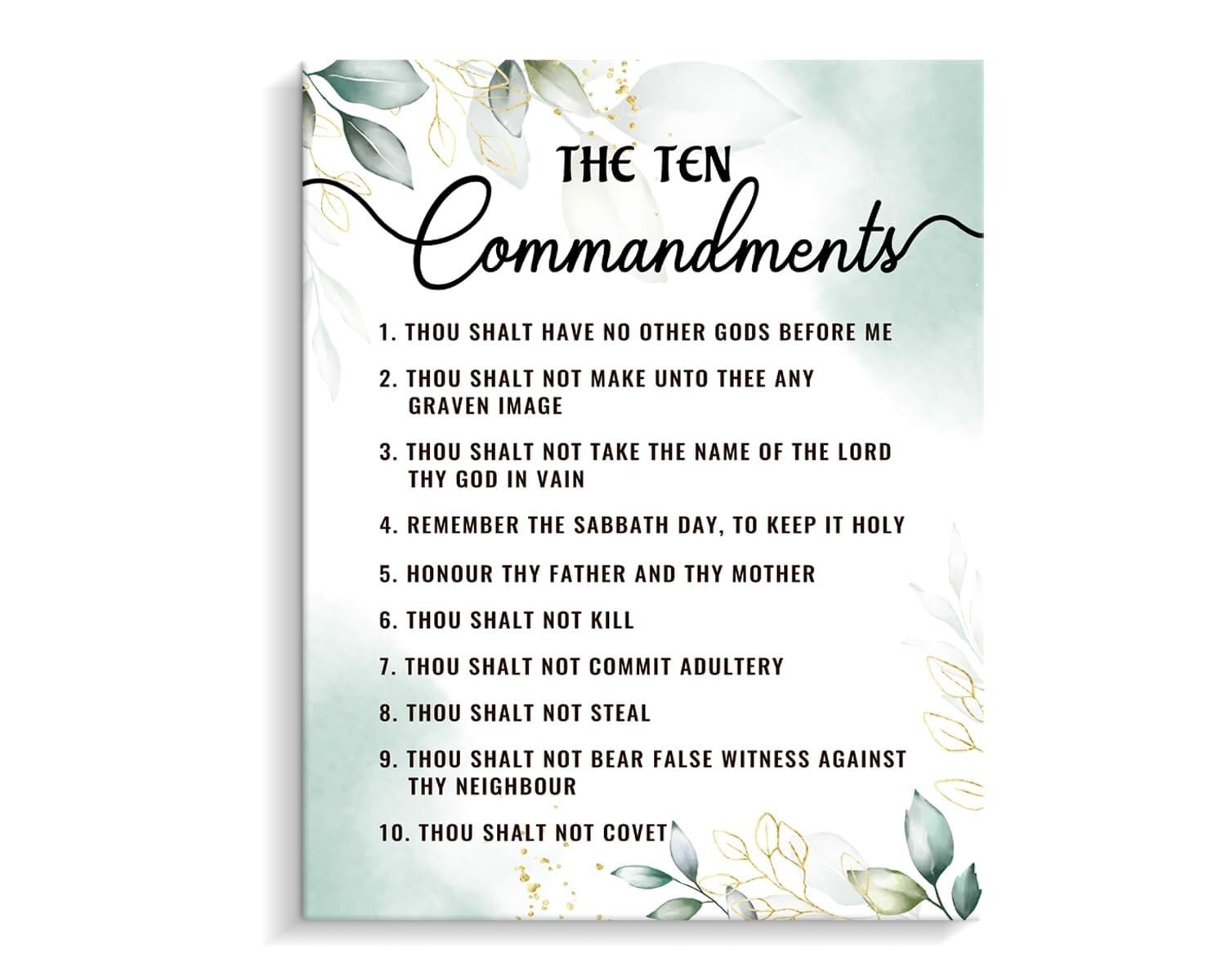 PKNVKZIDK Framed Ten Commandments Canvas Wall-Art Bible Verse Motivational Quote Decor Gift for Living Room Bedroom Framed,12x18inch(30x45cm)