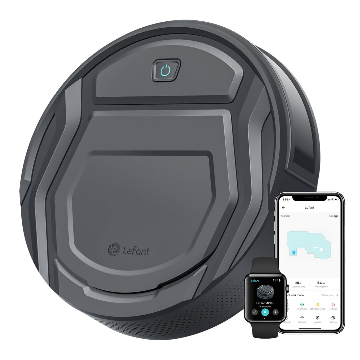 Lefant Robot Vacuum Cleaner, Super Thin & Quiet Robot Vacuum, 2.4GWi-Fi Connected, Multi-Surface Cleaning, Self-Charging Robotic Vacuum, Ideal for Pet Hair and Hard Floor(M210 Pro)