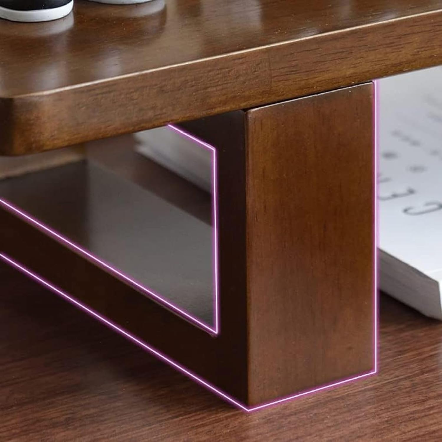 Supporto per Monitor in Legno Massello, Supporto Universale per Monitor da Scrivania in Legno per Laptop, TV, Stampante, Organizer per Accessori da Ufficio, A, 60CM