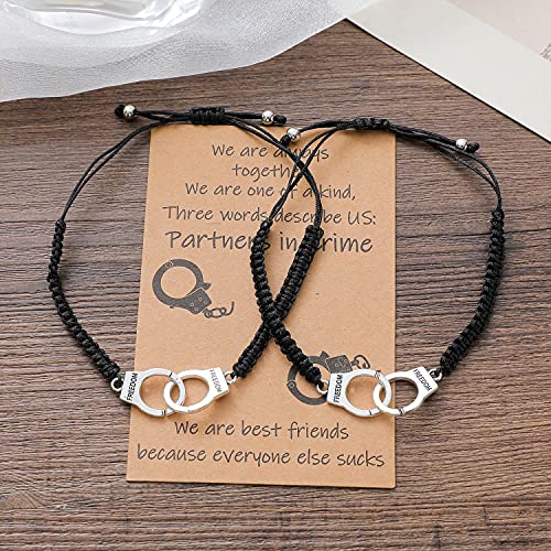 tenghong2021 Friendship Handcuff Bracelets Best Friend Birthday Gifts Matching Long Distance Bracelet for Teen Girls Sister…4