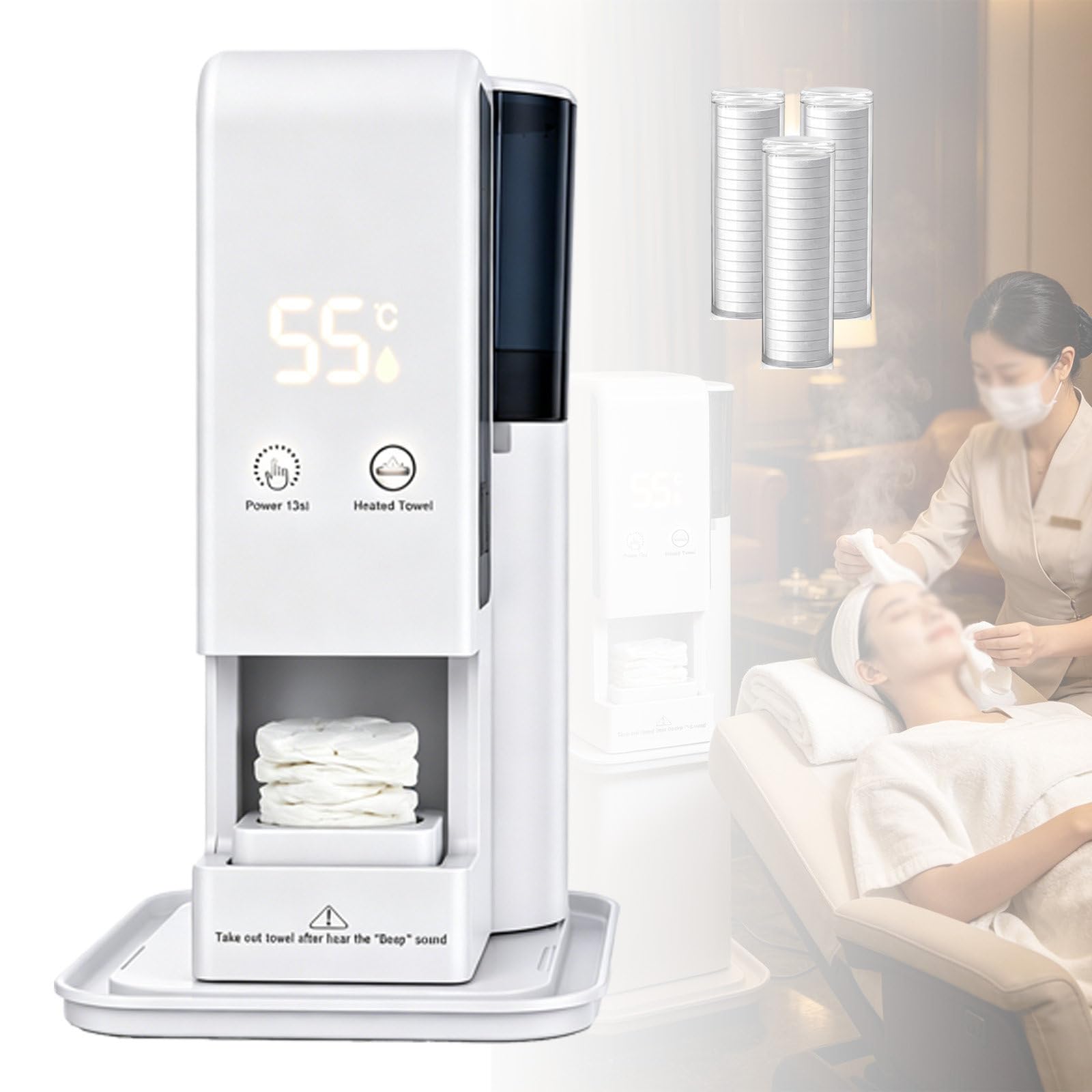 DzkZen Automatic Hot Towel Dispenser, Face Towel Warmer, Portable Face Towel Steamer, 5-Second Rapid Heating, for Spa, Home, Pet Shop, Gym & Salon 60towels