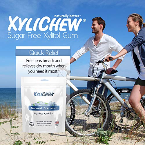 Xylichew 100% Xylitol Chewing Gum - Non Gmo, Non Aspartame, Gluten Free, And Sugar Free Gum - Natural Oral Care, Relieves Bad Breath And Dry Mouth - Ice Mint, 50 Count #TOP4