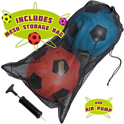 K-Roo Sports Atomic Athletics Neon Rubber Playground Soccer Balls | Includes Pump & Storage Bag | 12 Pack Of Regulation Size #TOP4