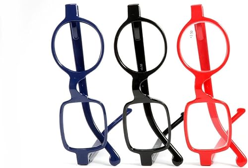Miniatura 2 de mincl Readers - Paquete de 3 lentes de lectura redondos cuadrados de resina con marco irregular de calidad para hombres y mujeres (paquete de 3