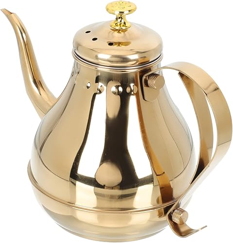 YARNOW Hervidor de té con infusor para tetera de acero inoxidable de hojas sueltas 1. Colador de tetera de café de 2L para estufa, dorado