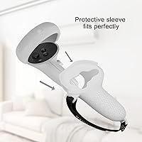 Vista 4 de for Meta Quest 2 Controller Grips Accessories, Anti-Throw Silicone Grip Cover Protector with Knuckle Straps Anti-Bumping Silicone Halo Cover with
