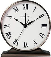 Vista 2 de Presentime & Co Lewis Reloj de repisa de chimenea, reloj de escritorio y estante, decoración de mesa, 14 x 12.7 cm, silencioso sin tictac, base