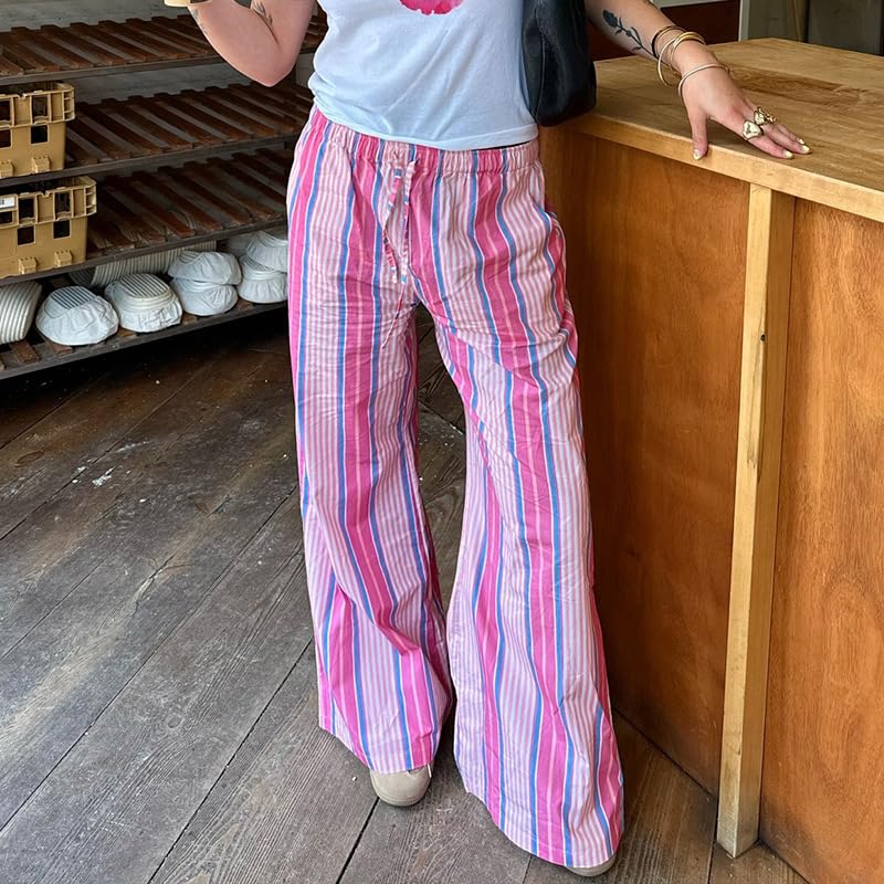 Women's Pants Elastic Waist Loose Pants for Women Summer Baggy Sweatpants Wide Leg Drawstring Sweatpants Womens3