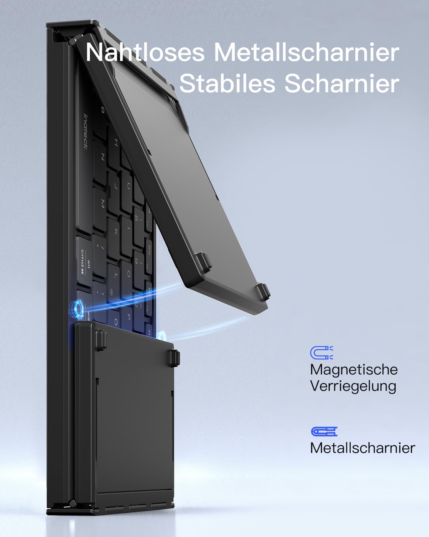 Inateck Faltbare Bluetooth 5.3 tragbare Tastatur und Tri-Mode-Maus-Set mit Numpad, verstellbarem Ständer, Tragetasche, kompatibel mit Tablets, Handys, Laptops, PCs (Windows/iOS/Android)