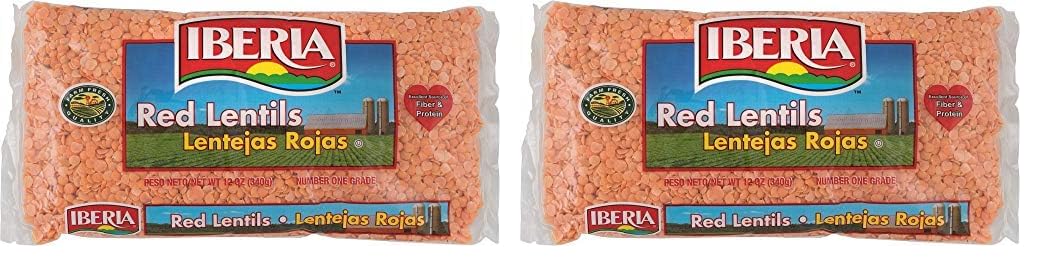 IberiaRed Lentil Beans, 12 Ounce (Pack of 2)