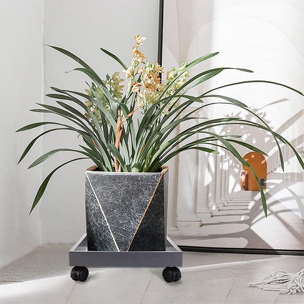 Genérico Carretilla para Plantas Resistente con Ruedas bloqueables: Jardinera Cuadrada de 38 cm para Mover fácilmente Plantas en macetas, maceteros y Soportes para jardín al Aire Libre.