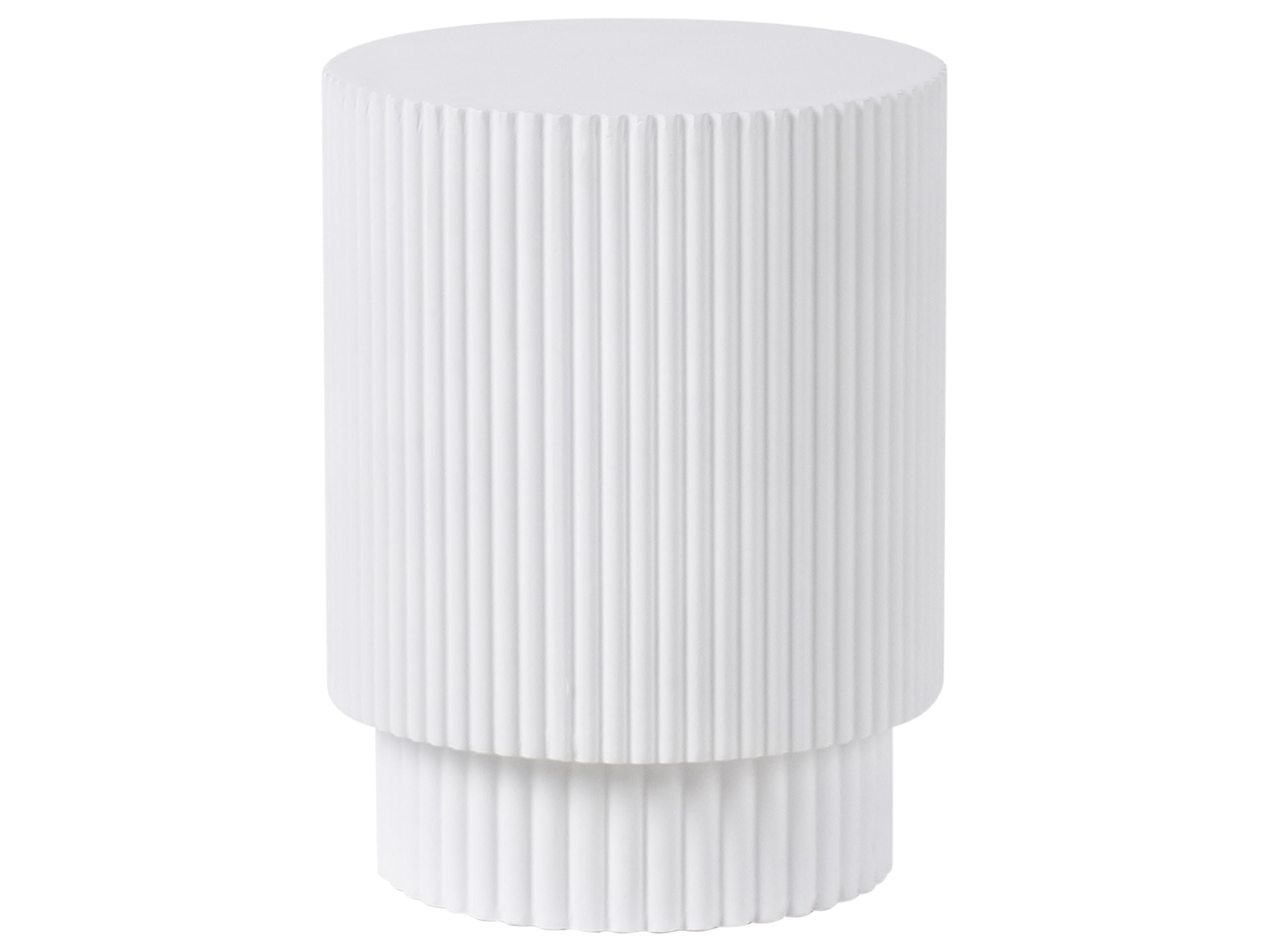 Beliani Table d'Appoint Striée Moderne MgO Ronde Résistante aux UV et aux Taches Blanche Biccari