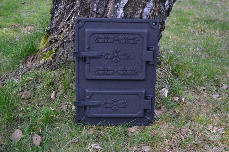 Euro Sezam - Puerta de horno de hierro fundido - Puerta gruesa del horno - Puerta para horno de pizza - Puerta DZ064-2 - 27,5x37,5 cm (Negro)