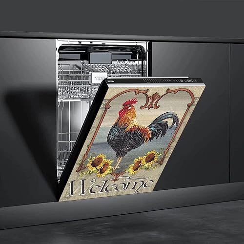 Miniatura 4 de OEME Gallo, cubierta magéntica para lavavajillas, diseño de girasol, imán autoadhesivo para refrigerador, calcomanías decorativas de pollo,