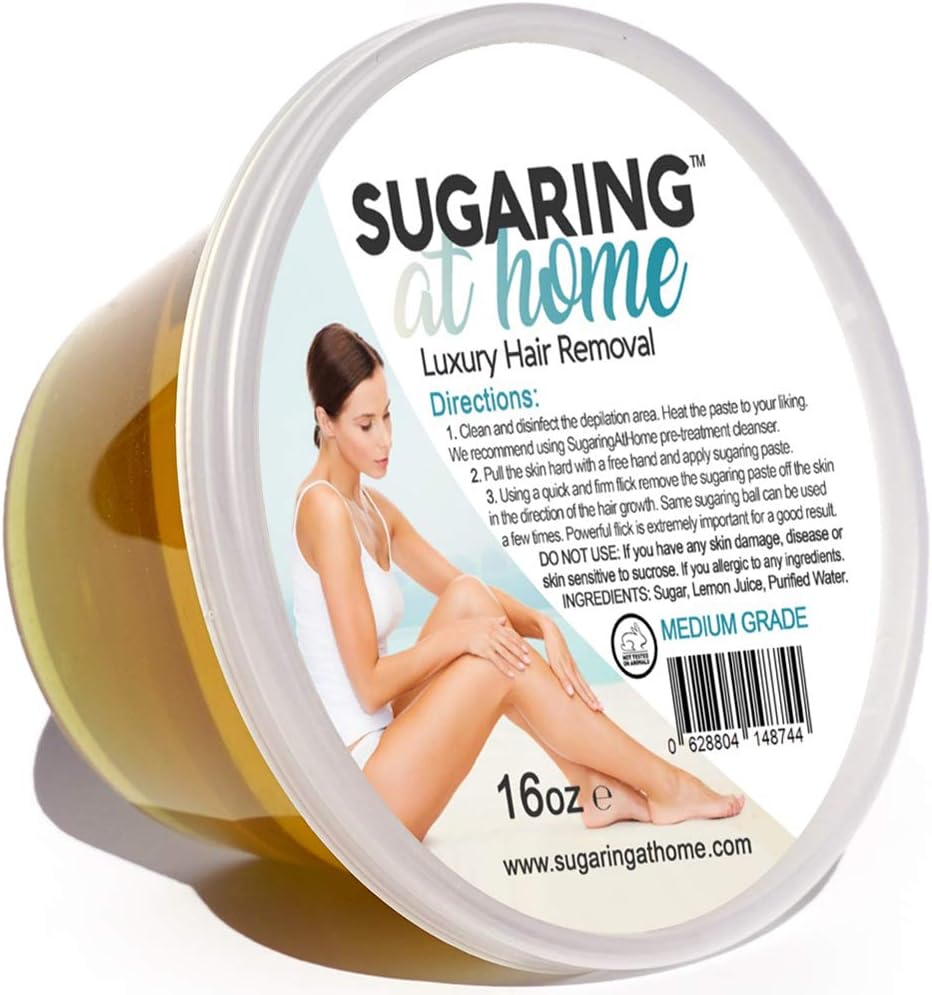 Sugaring Paste Hair Removal Medium for Professional Use on Bikini, Brazilian, Arms, Legs, Back 16 oz.