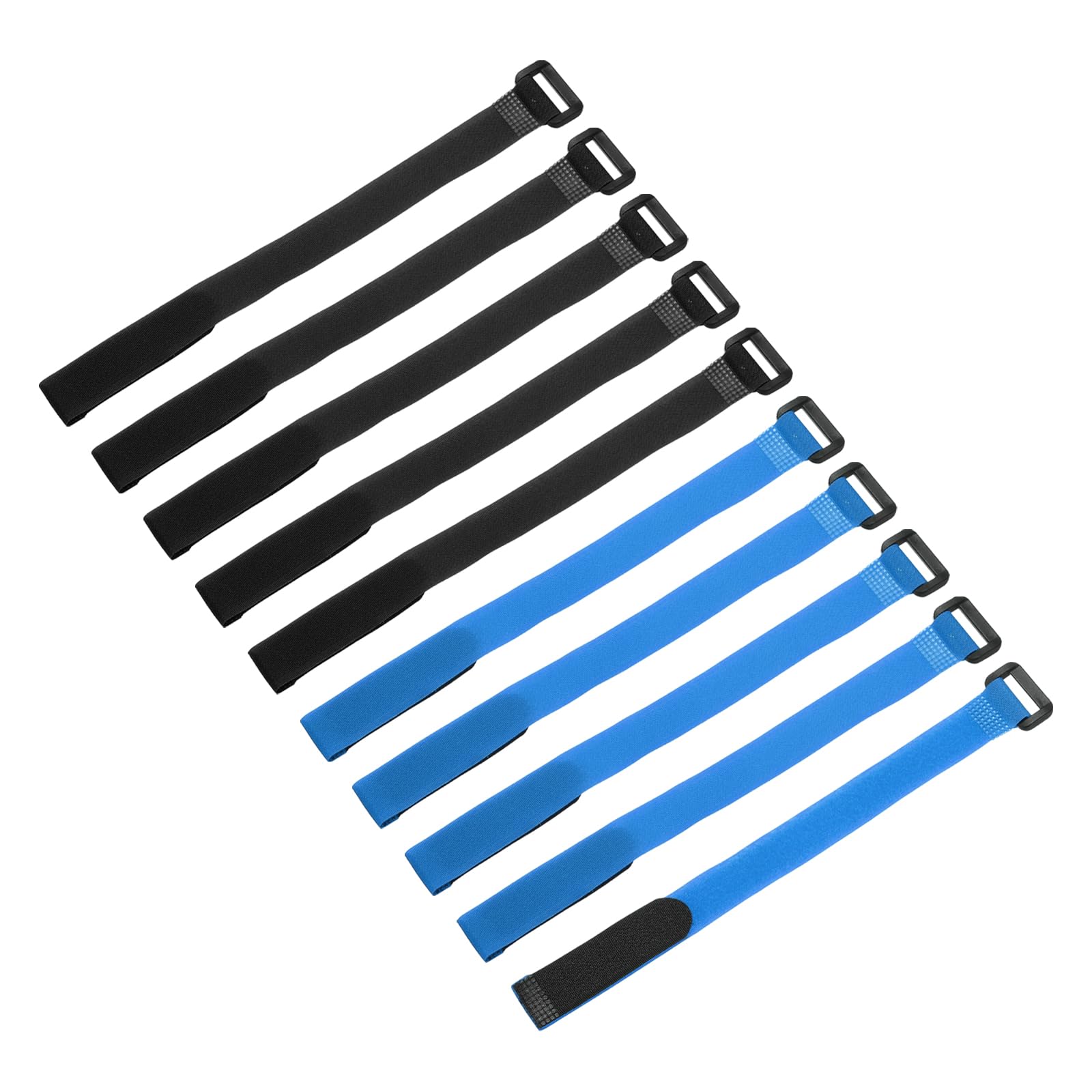 sourcing map 10 Pcs Reusable Battery Tie Down Straps 20mm x 20cm Nylon Multipurpose Battery Hold Down Adjustable Cinch Strap Hook Loop Fastening Tie for FPV RC Drone Boat Car, Black/Blue