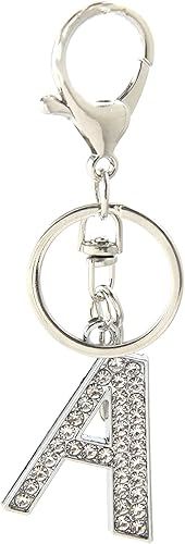 Miniatura 2 de SUSULU Llavero de metal plateado con diamantes de imitación con pompones de piel de 3 pulgadas, llavero de cristal brillante para mujeres y niñas