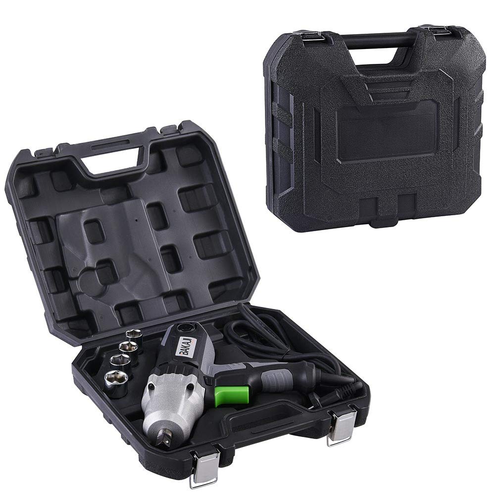 BAKAJI Avvitatore Elettrico Pneumatico ad Impulsi 4050 330Nm Attacco 1/2" Manico Ergonomico Antiscivolo con Custodia Valigetta e Bussole in Varie Misure Svita Avvita Bulloni Per Pneumatici Auto