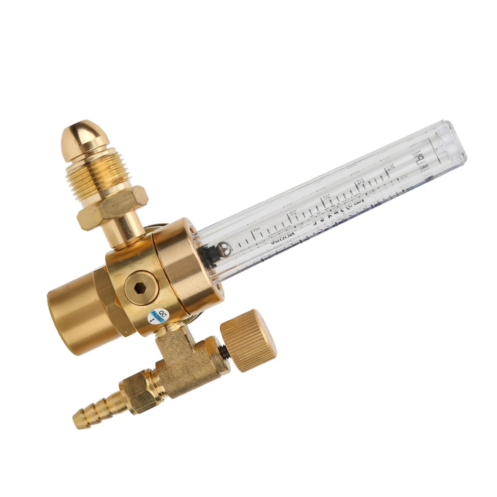 Reductor de presión de argón de latón macizo, medidor de caudal de gas, conector macho CGA580 de 8 roscas, regulador de caudal de gas