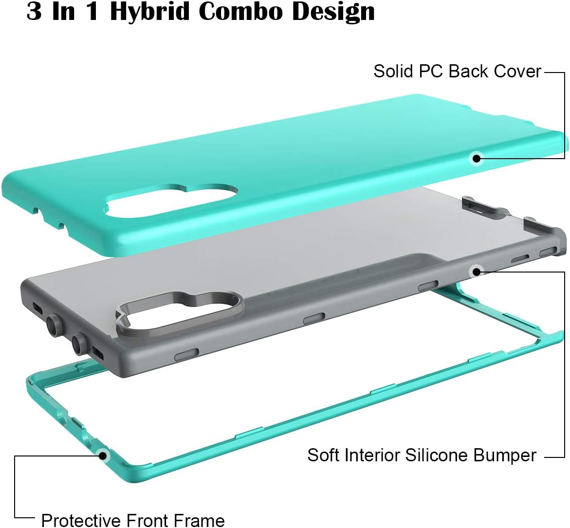 WeLoveCase Note 10 Plus Case, Galaxy Note 10+ Plus 5G Case 3 in 1 Hybrid Heavy Duty Protection Full Body Shockproof TPU Bumper Protective Case for Samsung Galaxy Note 10 Plus 5G Mint