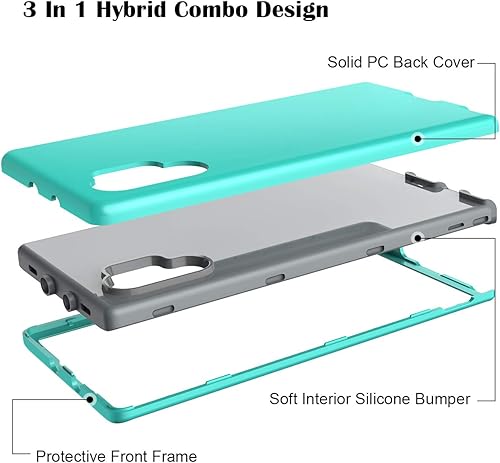 Miniatura 4 de WeLoveCase Funda para Note 10 Plus, Galaxy Note 10+ 5G 3 en 1, híbrida, resistente, protección de cuerpo completo, a prueba de golpes, TPU