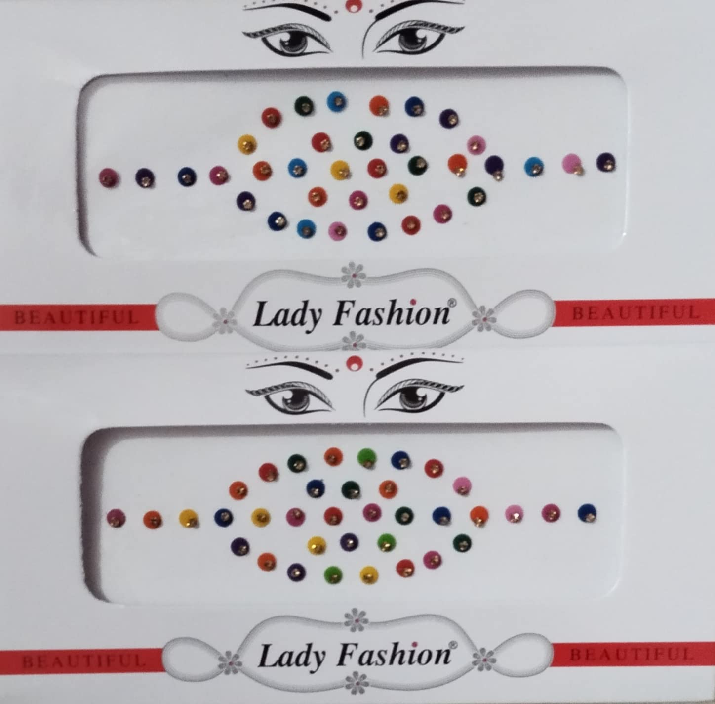 Parveen Enterprises Rohtak(L) - Small Size Fancy Multicolour Bridal Bindi Set of 2 Packs