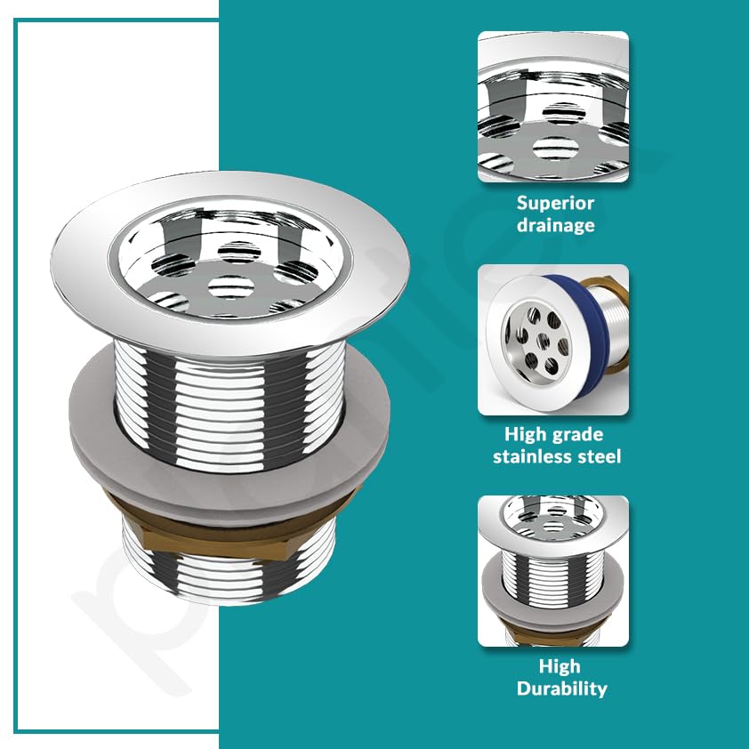 Image of Plantex Stainless Steel Kitchen Sink Waste Coupling 3 inch Full Thread /Coupling for Wash Basin- Pack of 1 (Silver)