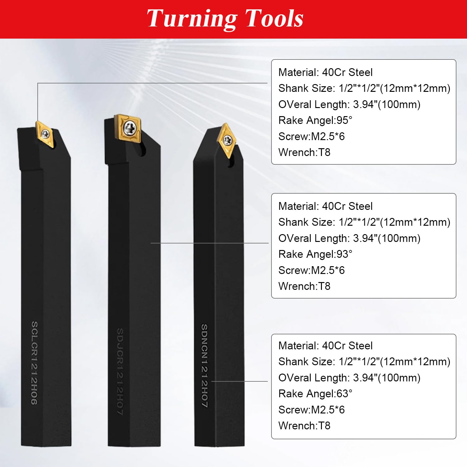 22 Piezas Cincel Giratorio Kit, 12mm Herramientas Torno Metal, Cuchillas de Carburo con Portaherramientas y Llave, Torno Mecanico Accesorios, para Automóviles, Camiones