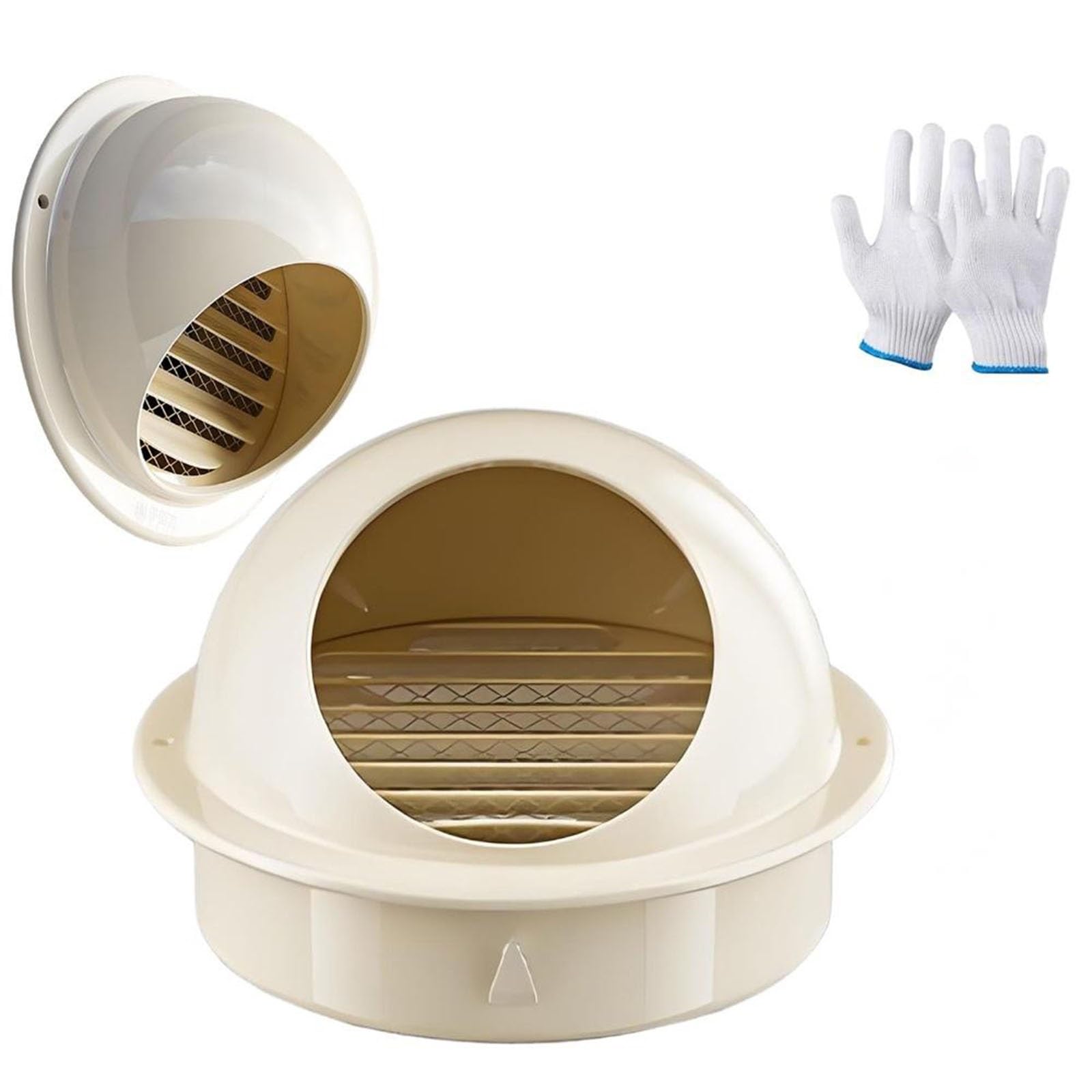 AMZBNEIDI Extractor Vent Cover Grille, Round Mesh Soffit Dryer Exhaust Vent 70-200mm Beige Black(Beige,7.9in/200mm)