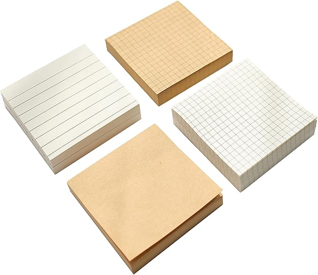 4pcs Notes, Sticky Notes Pad, Memo Note Pad for Notes, Simple Assorted Sticky Notes, White and Brown Checkered Post-it Notes, Do List Brainstorming Square Memo Pad, 80 Sheets per Copy