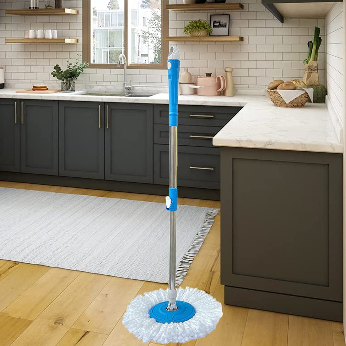 Arovemic Premium Classic Blue Mop Stick-Indias Best Set Easy to Fit for All Bucket Spin Mops-Stainless Steel and Plastic Stick Mops Floor Cleaning 360 Degree Rotating Pole( 3 Months Warranty ) (B0CX5DS5XB) Amazon Price History, Amazon Price Tracker