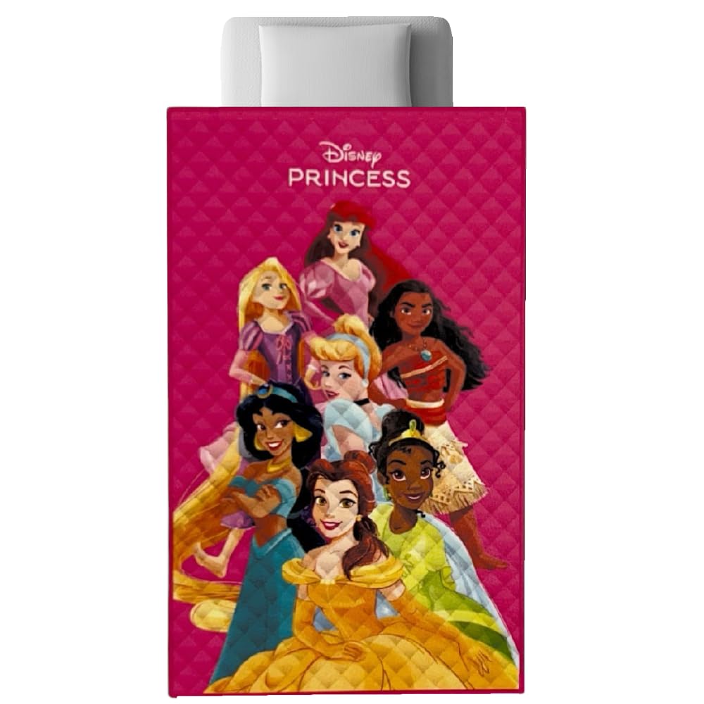 CARTOON Trapuntino Estivo Principesse Disney 150x250 cm Copriletto Singolo Leggero per Bambine 100% Poliestere Idea Regalo Cameretta Principesse