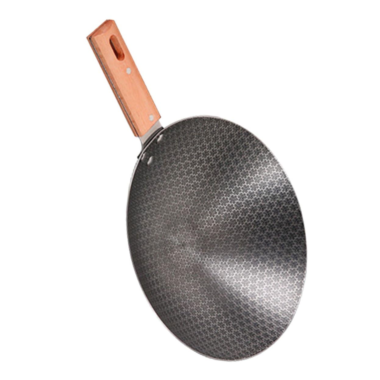Homoyoyo Padella Wok Piccola in Ferro Manico in Legno per Esterno