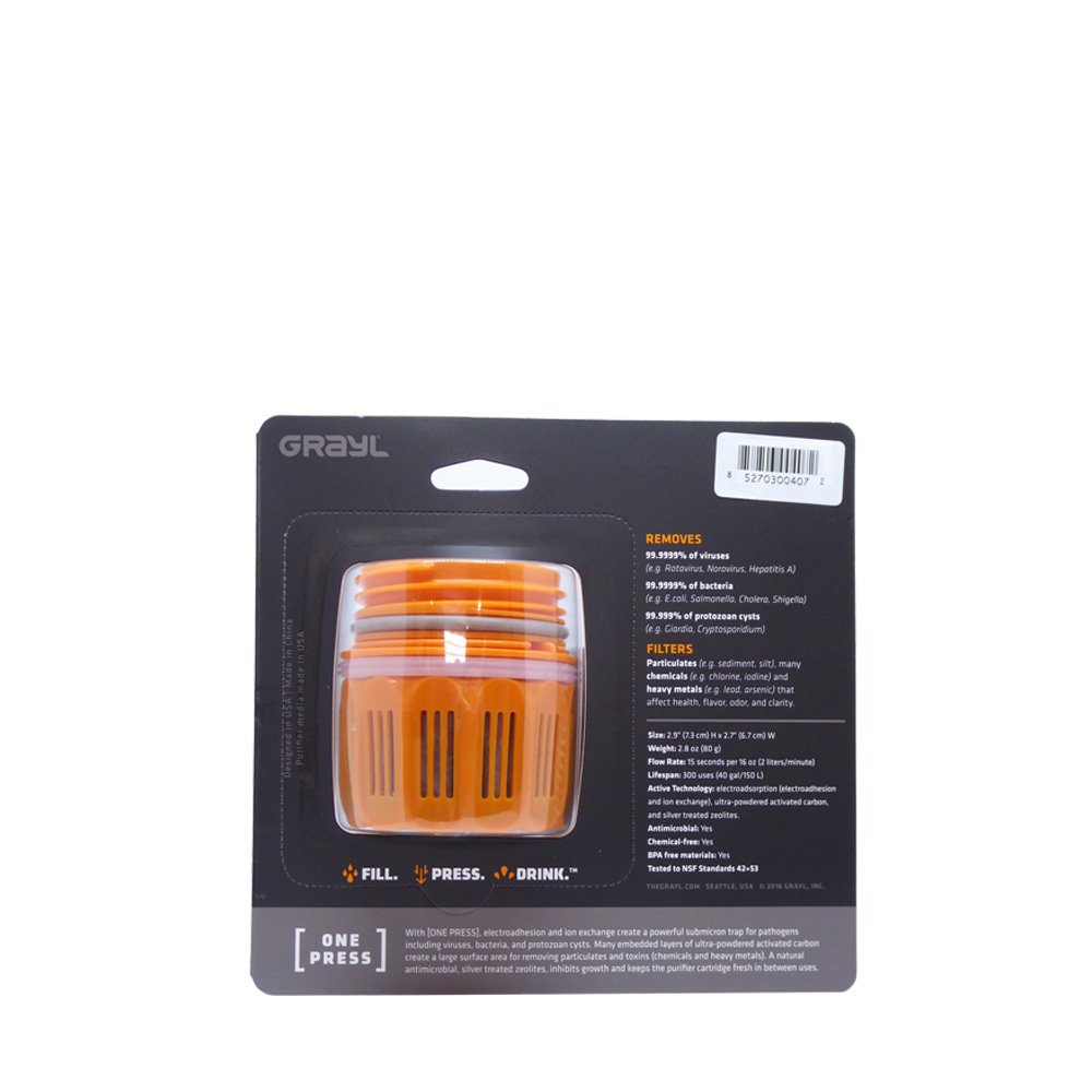 GRAYL 4X Ersatzfilterpatrone Ultralight Outdoor- und Reisewasserfilter