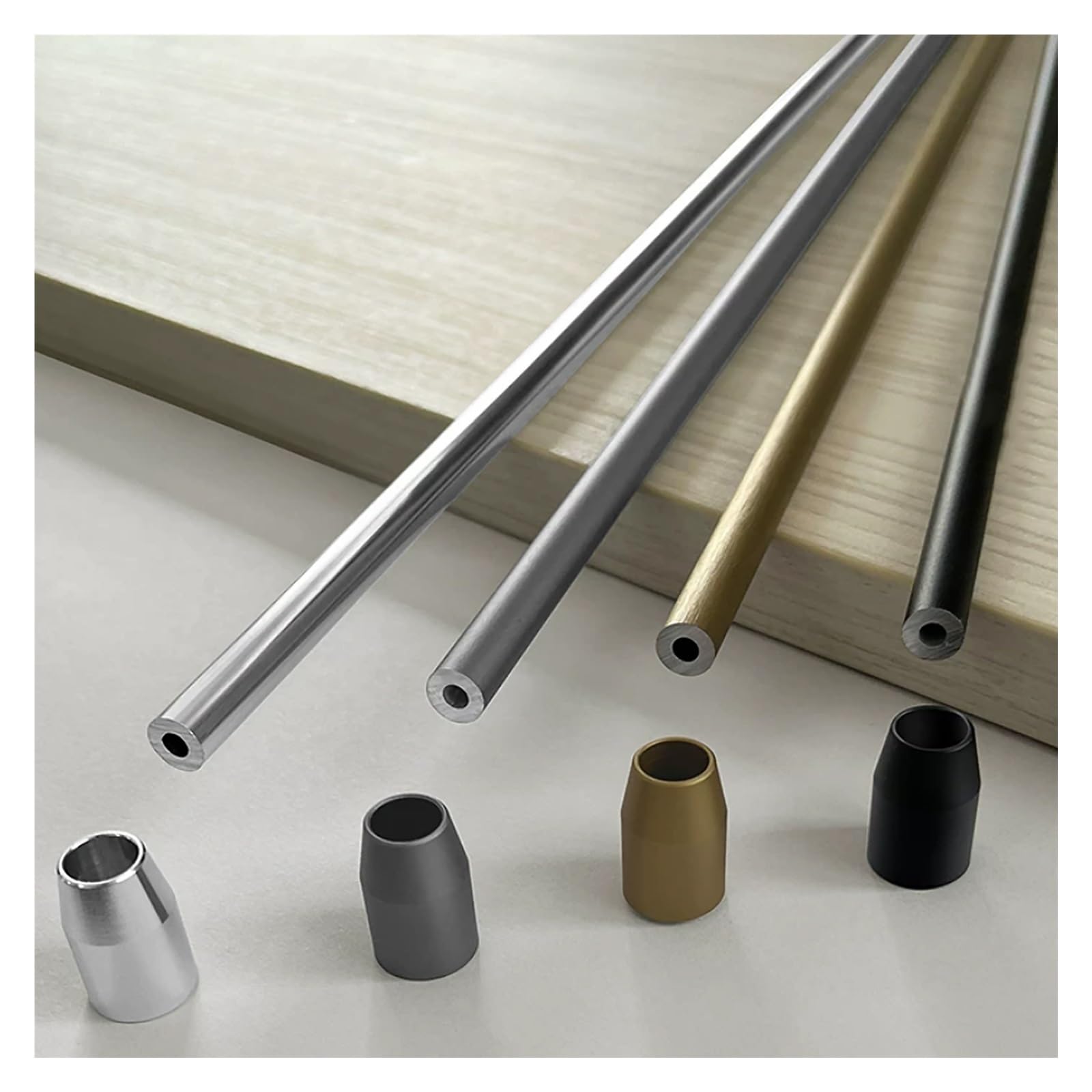 Peynir Grey Aluminum Shelf Retention Bar 20 30 40 50 60 70 80 100Cm Long, Bookshelf/Pantry Cabinets/Retail Display Case Guard Rail, Wall Mounted With End Cap & Screws(,56Cm/22.0In)