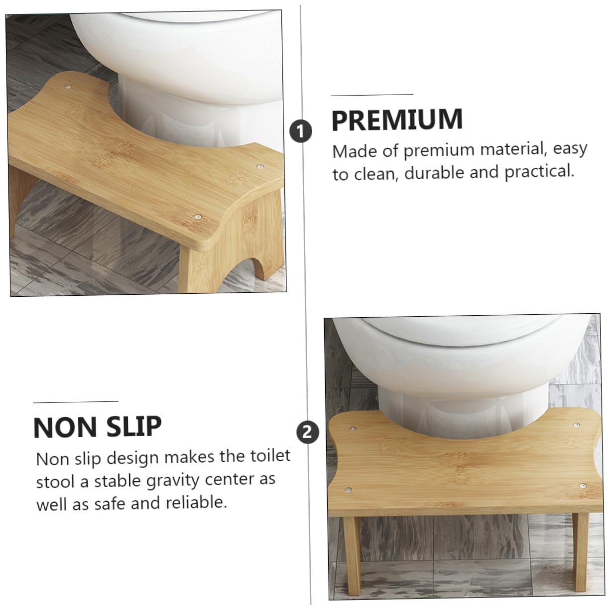 WOONEKY Poggiapiedi per Bambini Sgabello Wc Antiscivolo in Plastica Resistente Supporto Stabile per Bagno Famiglia Uso Quotidiano