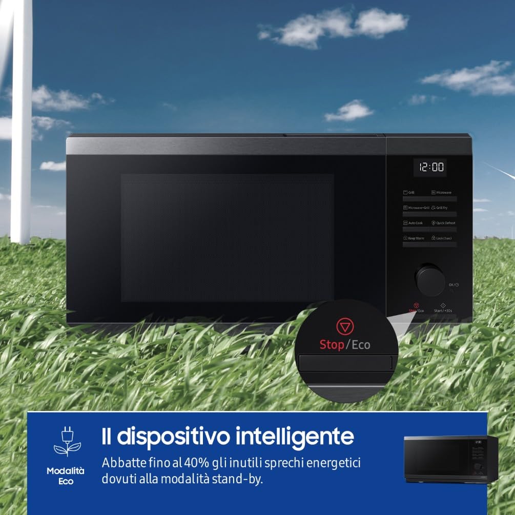 Samsung Forno a Microonde Cottura Croccante, MG23DG4524CGE1, Grill, Quick Defrost, Ricette automatiche, 23 L, LxAxP: 51,7 x 29,7 x 44 cm