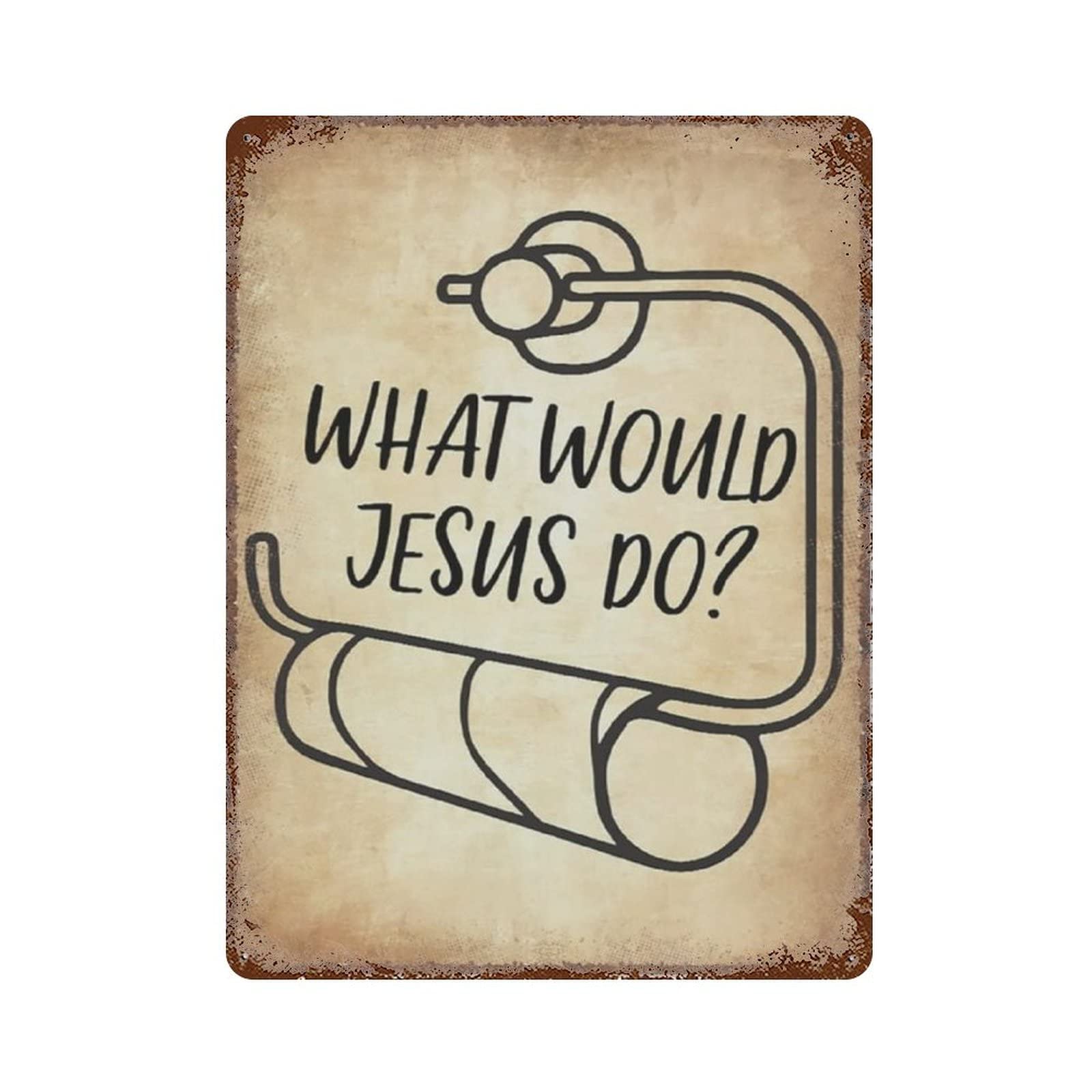 AOOEDM What Would Jesus Do Tin Metal Sign Wall Decor Funny Inspirational Quote Wall Art Sign Vintage Tin Signs For Home Coffee Bar Man Cave Sign Pub Poster