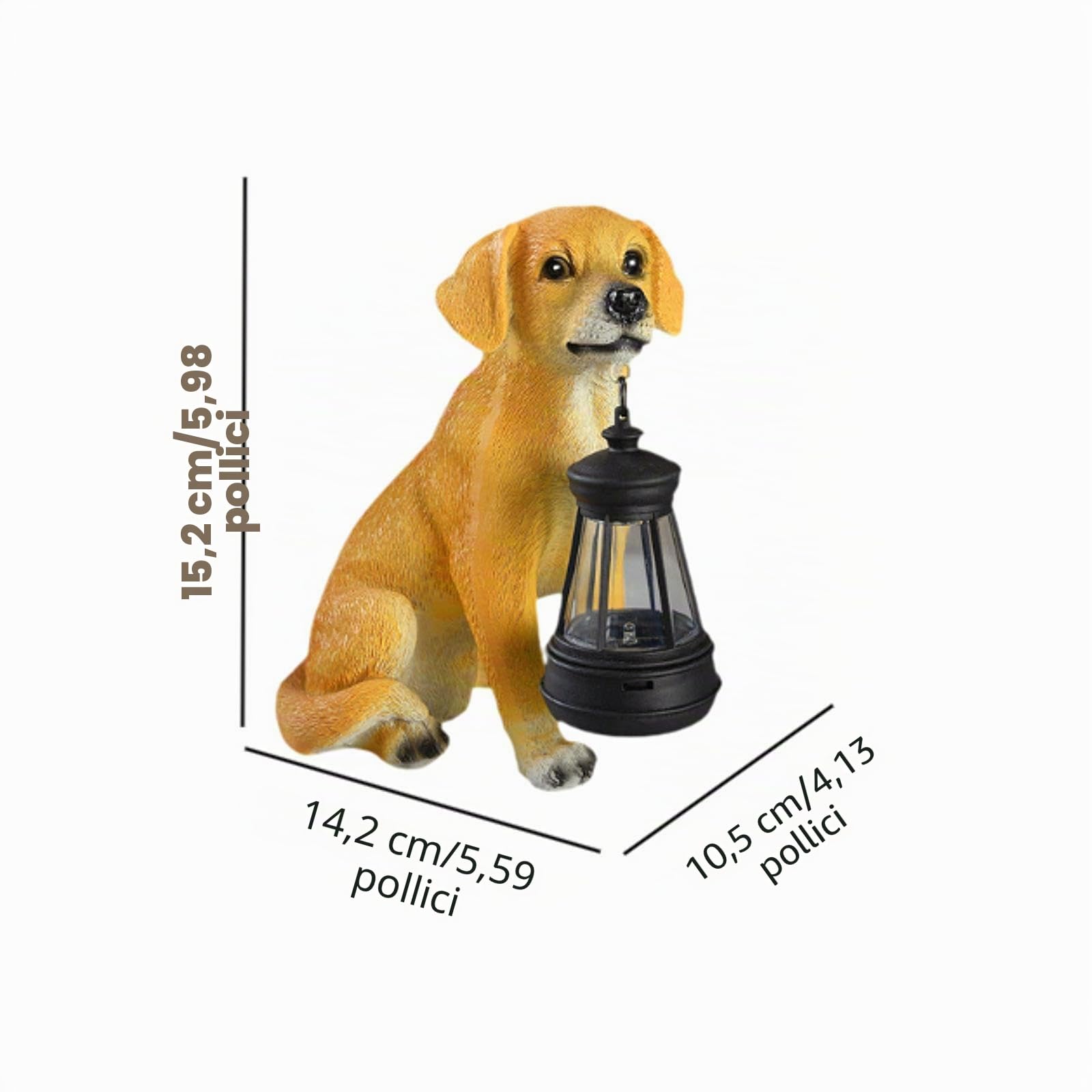 Qianly Statue da Giardino Esterno per Cani Luce Solare con Luci Solari Moderne Artigianato di Regalo per Animali da Regalo per Cortile Fuori da Giardino