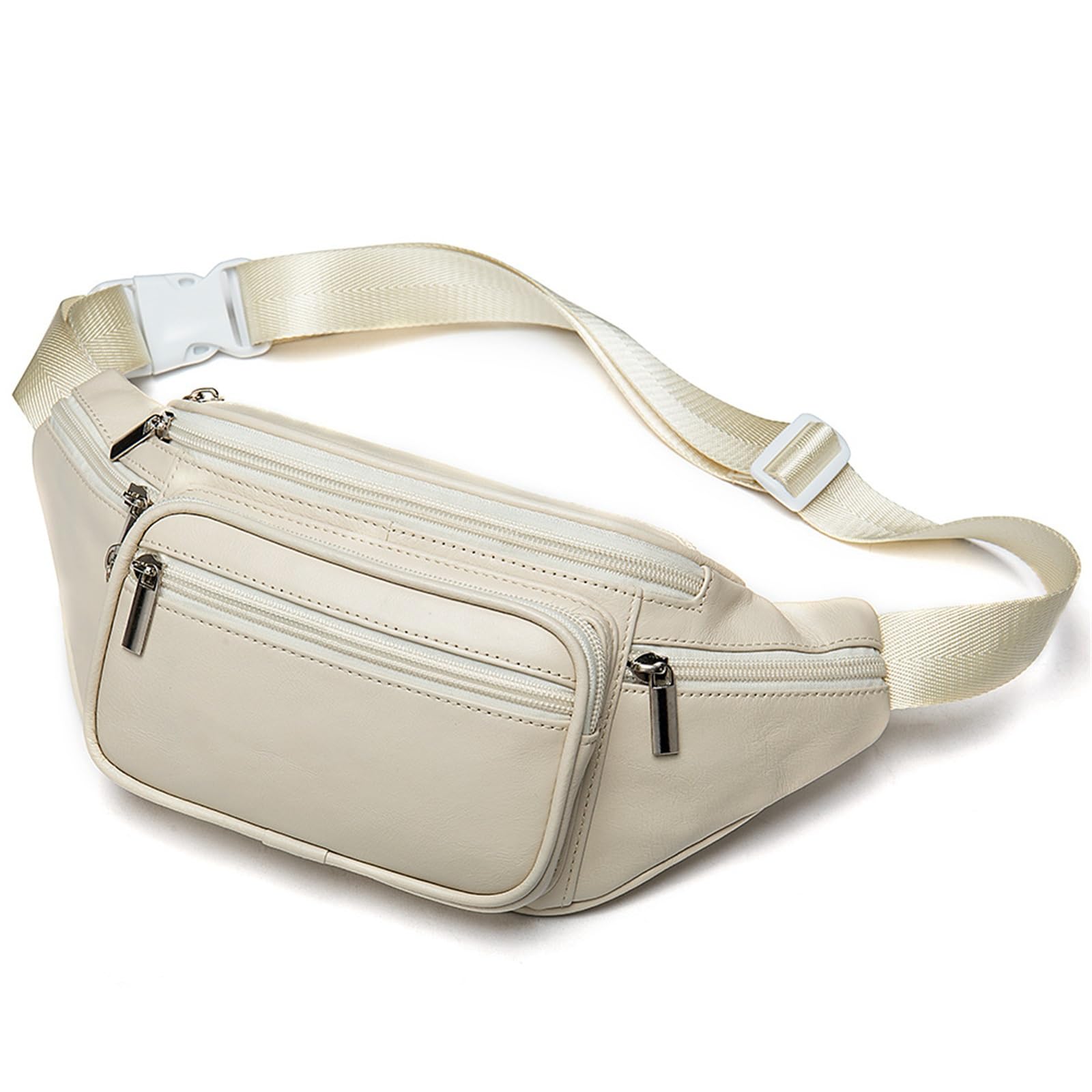 Męskie saszetki na talię męska skórzana torba na talię outdoorowa torba na telefon komórkowy na co dzień sportowa torba na ramię na, biały, 30x12cm
