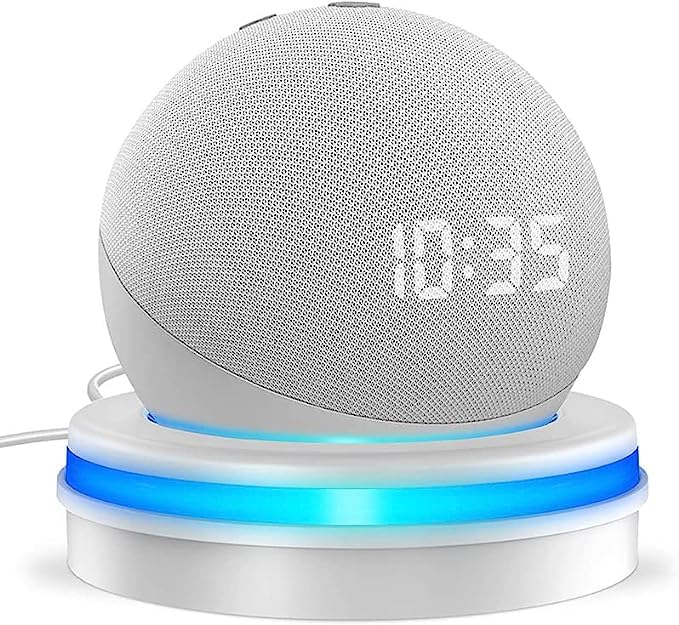 Support Echo Dot 4 blanc anti-vibration et sans perçage | Rack de bureau intelligent M7