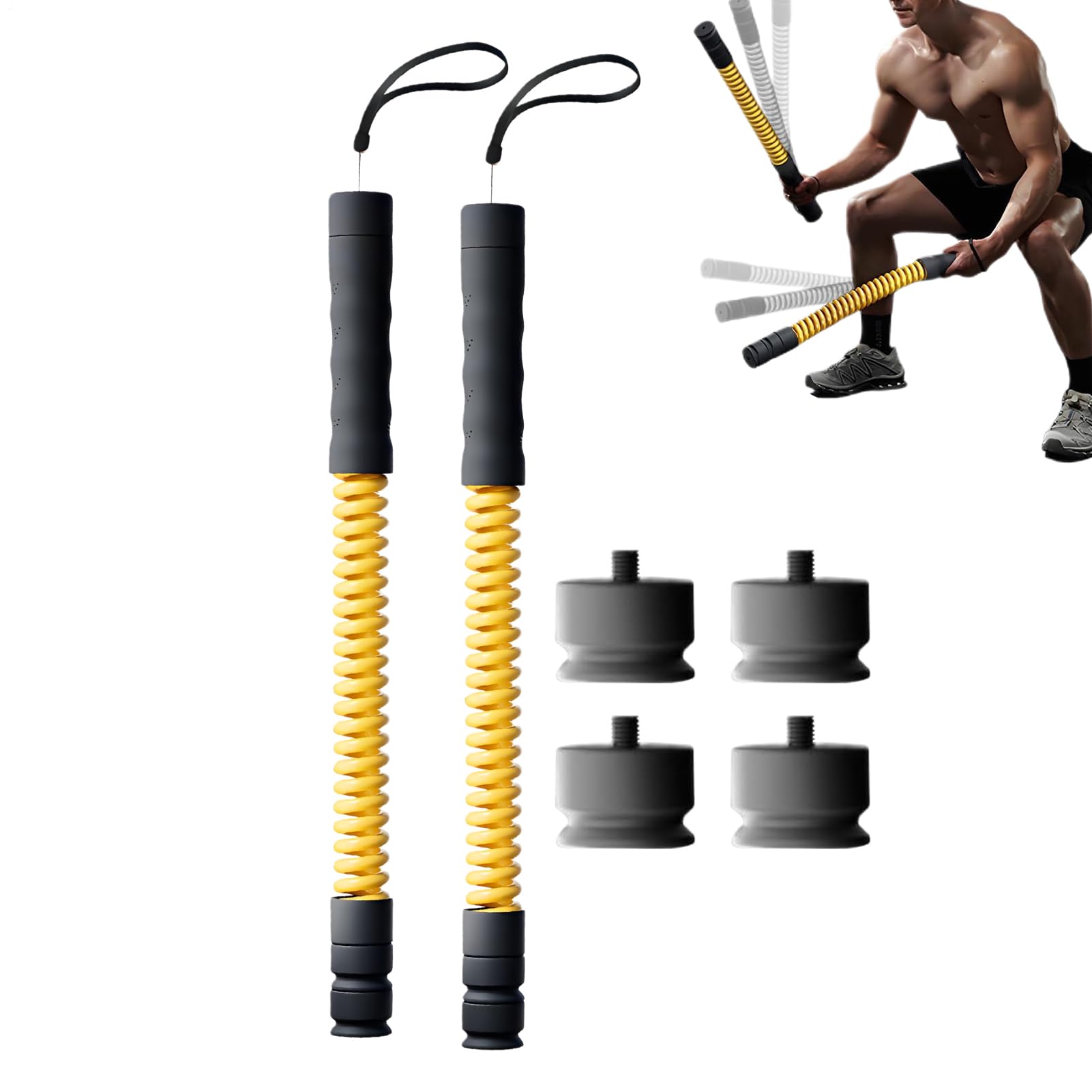 Generisch Ważony przyrząd treningowy Battle Ropes | 2-częściowy Liny do treningu mięśni ramion dla sportowców, bokserów, sportowców, mężczyzn, kobiet