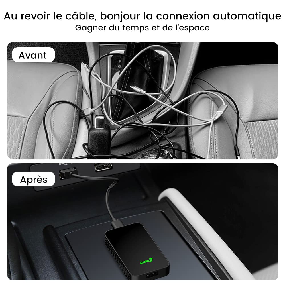 Carlinkit 2026 Nouvelle Mise à Niveau Adaptateur 5.0 2Air, Apporte CarPlay/Android Auto sans Fil, Brancher et Utiliser, Connectivité sans Fil