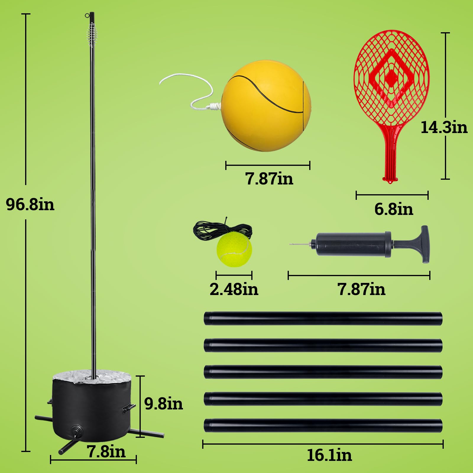 Amazon.com : Tetherball Tennis&Tetherball Set,Heavy Duty Tetherball  Equipment with Pole for Backyard,with 8.07 Feet Adjustable Height Pole,2 Tennis  Balls,2 Rackets,1 Tetherball with Rope,Fun Family Lawn Game : Sports &  Outdoors